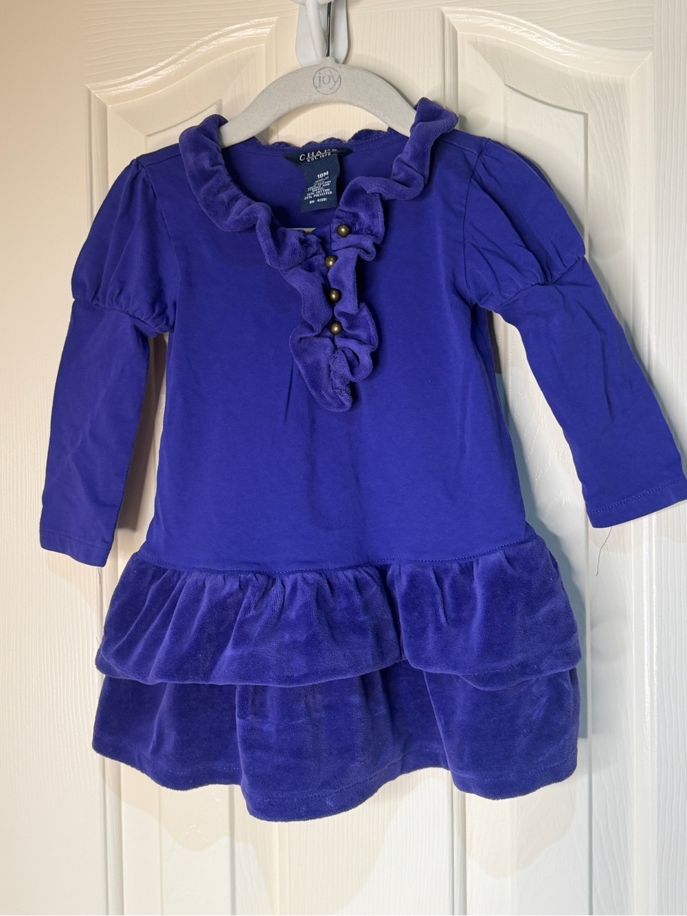 Chaps Purple Ruffle Velvet Tiered Dress